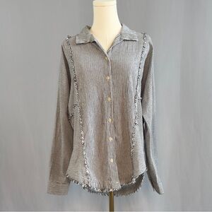 Vintage Striped Button-Up Women's Top